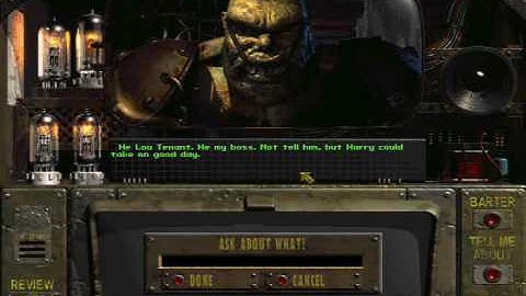 Fallout 1: Harry - The Dumb Mutant at Necropolis.