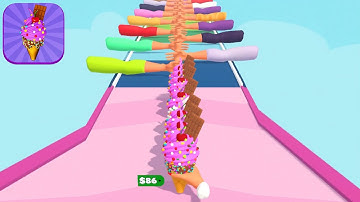 ICE CREAM STACKER game MAX SCORE 🌈🍨💜 Gameplay All Levels Walkthrough iOS Android New Game Fun 3D