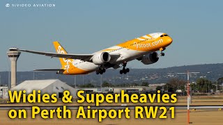 Scoot, AirAsia X, Emirates, Singapore & Qatar on RW21 at Perth Airport.