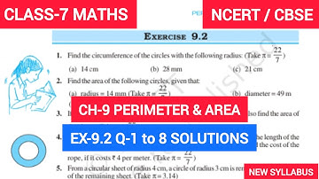Perimeter and Area | Exercise- 9.2 Q-1 to 8 Solutions | Class 7th Maths | Chapter 9 | NCERT CBSE