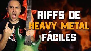 Cómo Tocar RIFFS Fáciles de HEAVY METAL 🎸 10 Ritmos de Principiantes