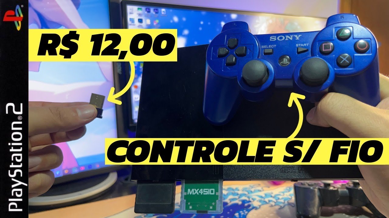 Gastei R$ 12 e coloquei Controle SEM FIO no PS2 (Sem BlueRetro!)