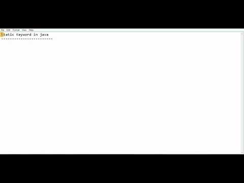 Static Keyword in java