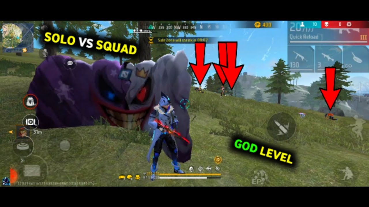BEST SOLO VS SQUAD GAMEPLAY ON MOBILE | GARENA FREE FIRE - YouTube