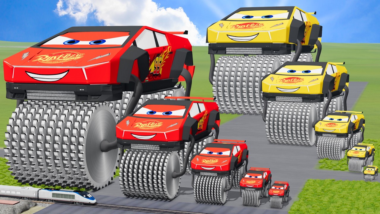 Big & Small Colors Lamborghini McQueen with Double Monster Saw wheels ...