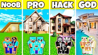 Exclusive House Build Challenge - Noob vs Pro vs Hacker vs God in Minecraft