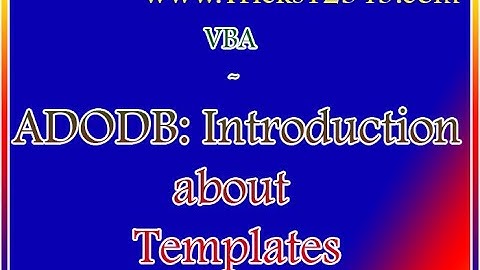 VBA ADODB Connections  Features of this Template Introduction Excel As Database