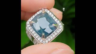 Batu Permata Natural Teal Blue Sapphire Thailand 8.23 Ct CGL Lab Memo