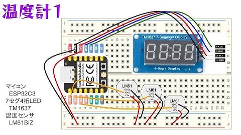 【温度計1】ESP32C3+TM1637+LM61BIZ