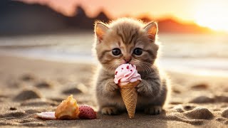 Adorable Kitten Summer Beach Adventures  #kitten #summer #kittenadventures
