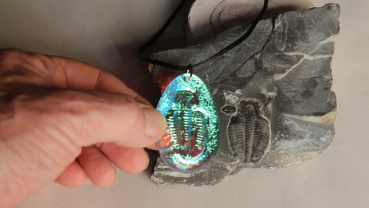Fused Dichroic Glass from rock fossils