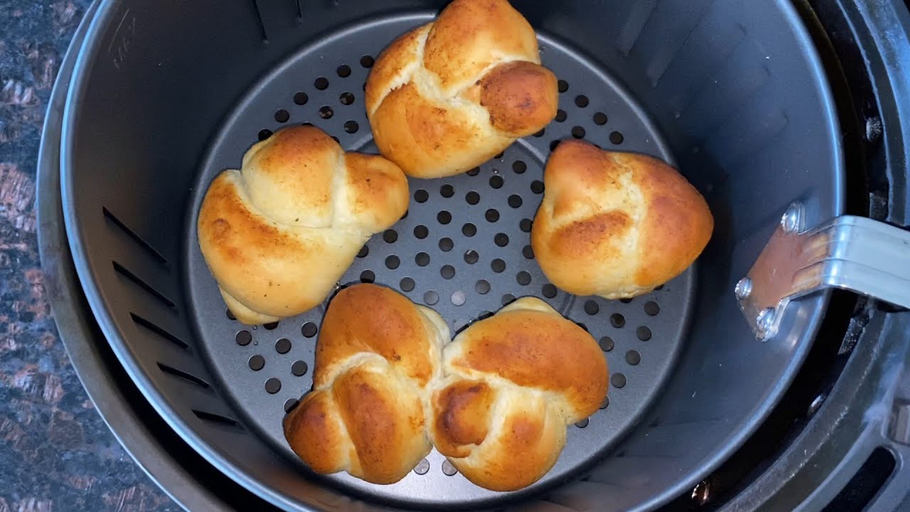 Air Fryer Frozen Garlic Knots piping hot little garlic breads, make