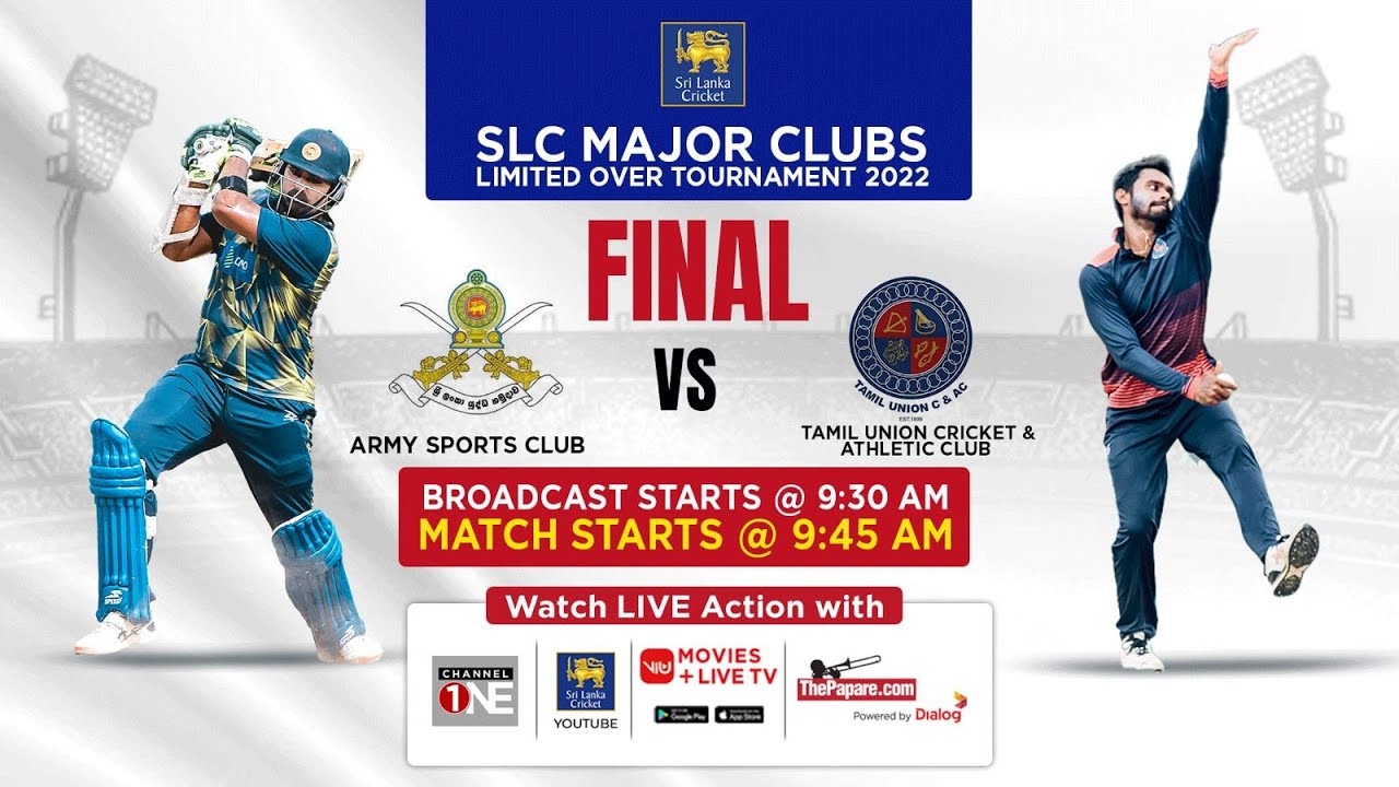 🔴 LIVE Final Match Army SC vs Tamil Union Major Clubs Limited Over Tournament 2022