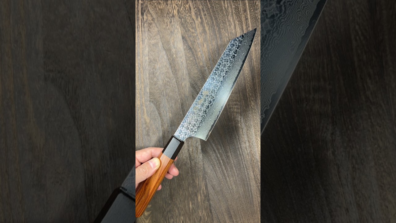 Sakai Takayuki SPG2 Damascus Hammered Chef's Kengata-Gyuto Knife 190mm