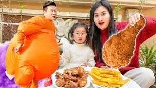 Changcady và con gà khổng lồ, trổ tài làm món cánh gà rán KFC