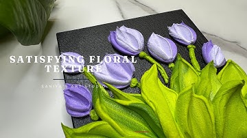 Satisfying Tulip Textured Art | Vibrant Purple Floral Painting Tutorial 🌷