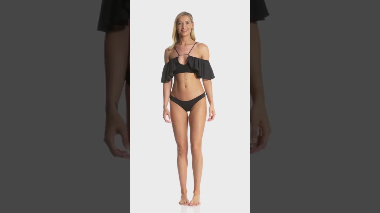 Indah August Solid Flounce Bikini Top | SwimOutlet.com