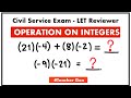 Operations on Integers Quiz