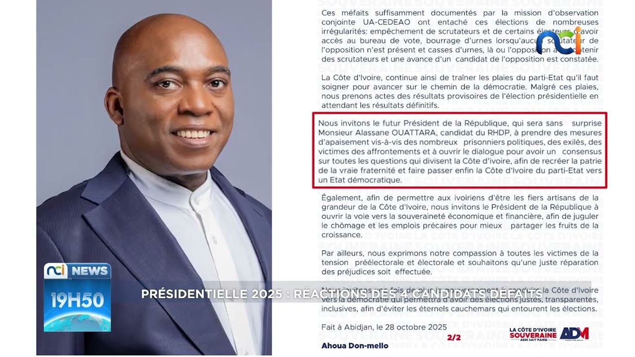 NCI NEWS du mardi 28 octobre 2025 avec Evelyne DEBA