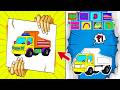 Assemble & Color Match Dump Truck Parts According To The Blueprint Design 😲📐 | Funny Vehicles Puzzle