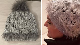 Dikişsiz Ajurlu Gümüş Bere 🥰 / Silver Woolhat /Boina De Plata / Como Tejer ❤️🌹