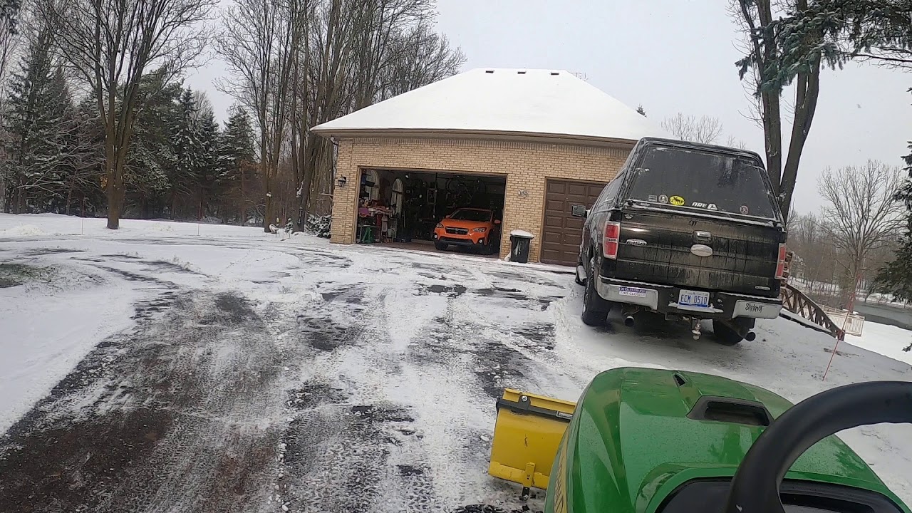 First snow plow with John Deere x758 YouTube