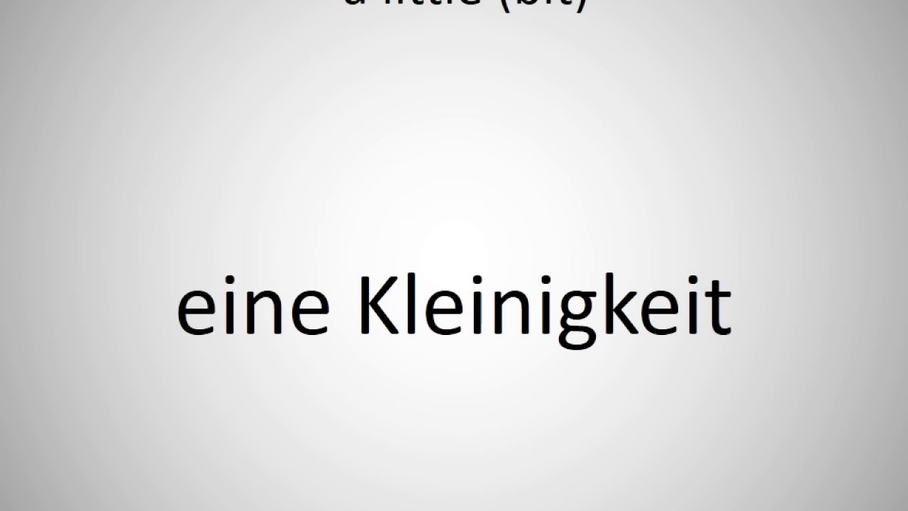 How To Say A Little bit In German YouTube
