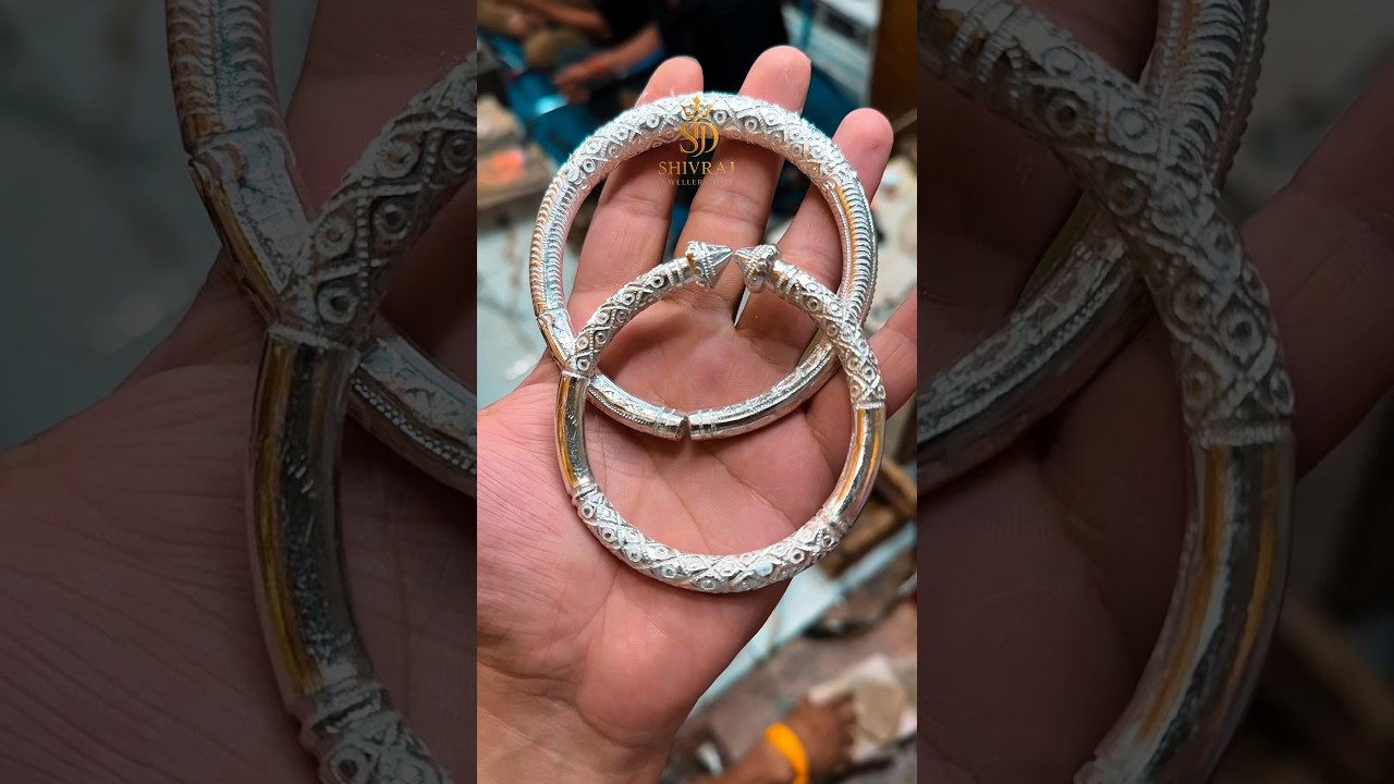 ✨Making Process Of Pure Silver Diamond Kada And Rajat Kada🔥