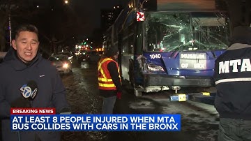 At least 8 people injured when MTA bus collides with cars in the Bronx