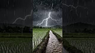 Create an ultra-realistic cinematic ASMR video set in a vast Southeast Asian rice field dur