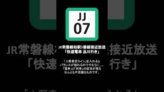 JR常磐線柏駅３番線接近放送「快速電車 品川行き」