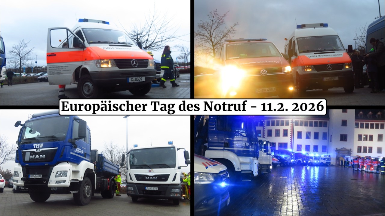Einsätze und Übungen von THW, RD, Feuerwehr und Polizei | Europäischer Tag des Notruf '26