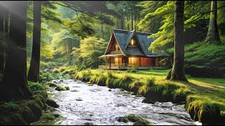 The sound of forest streams and bird chirping, soothing natural sounds.