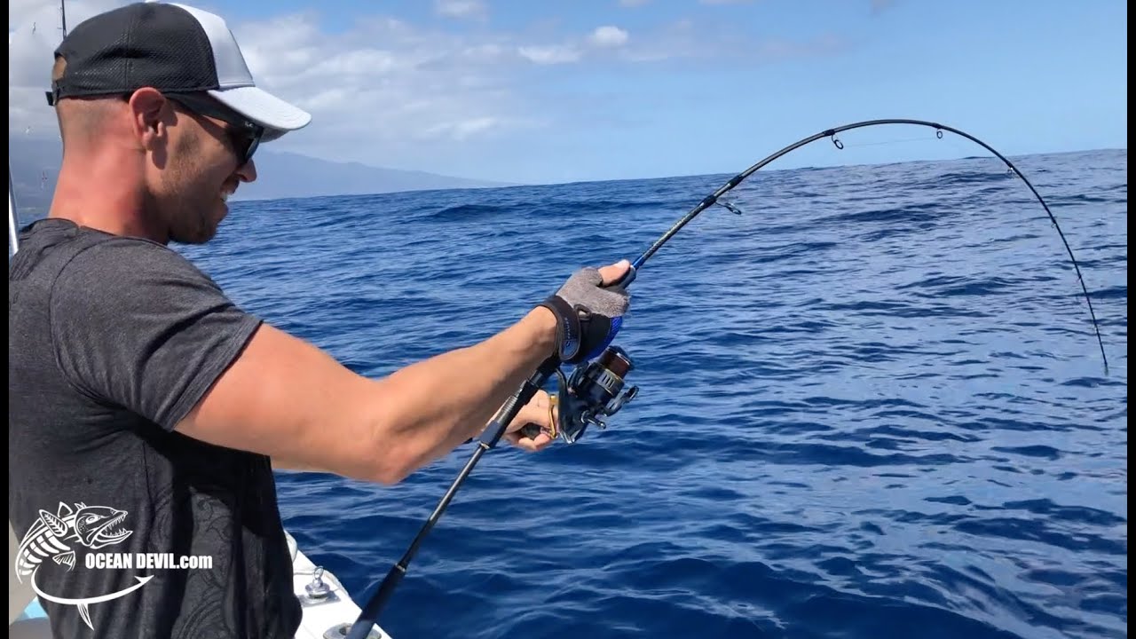 27kg Dog Tooth Tuna on Light Jigging Rod Hearty Rise Deep Blue 220gm