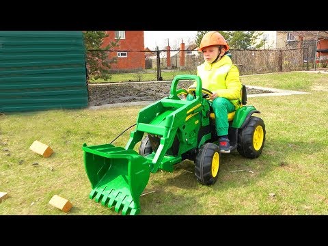 Super Lev buy New mini Traktor - Excavator! Funny baby Unboxing and Ride on Power wheel Tractor