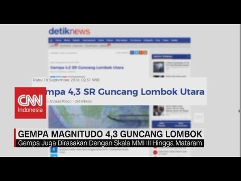 Gempa Magnitudo 4,3 Guncang Lombok