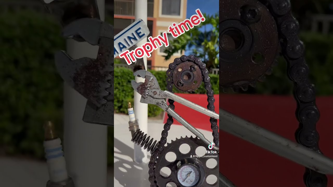 Scrap Metal Trophy Ratrod Handmade Metalsculpture Fabrication Biker Gears