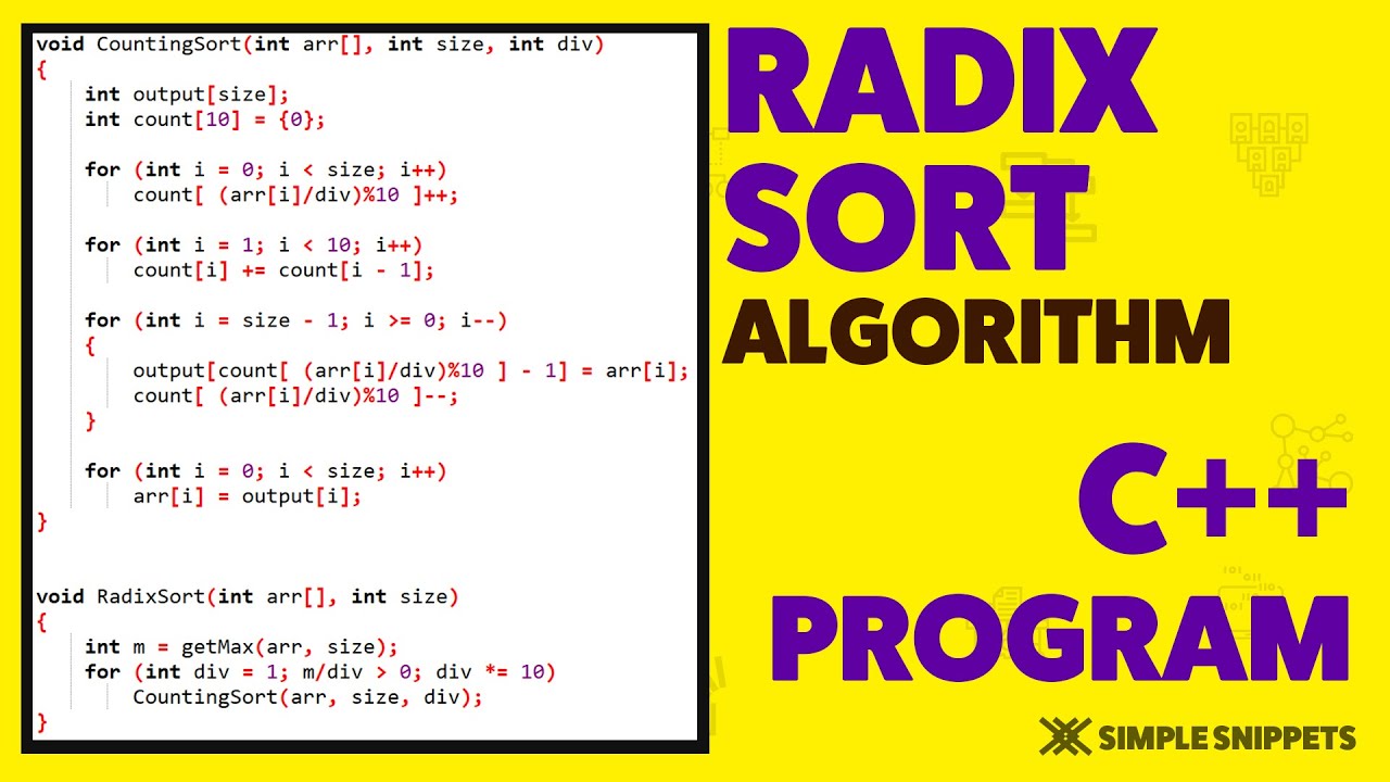 igennem Beskrivelse weekend Radix Sort Algorithm with C++ Code | Sorting Algorithms | Data Structures &  Algorithms - Simple Snippets