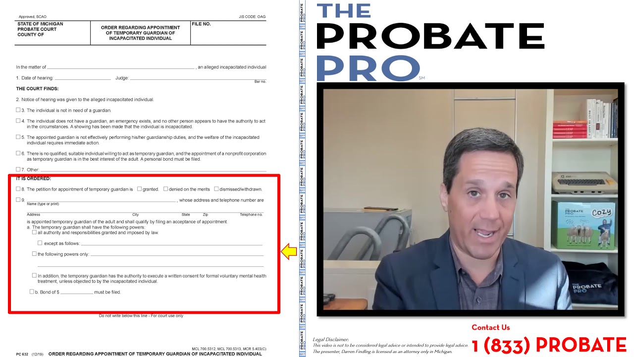 Order Regarding Appointment of Temporary Guardian Adult