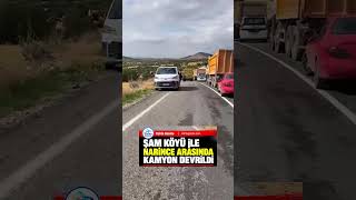 Kahta’da Kamyon Devrildi: Yol Kısa Süreliğine Trafiğe Kapandı