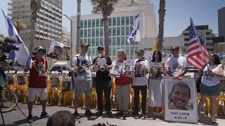 Hostage families urge Trump to secure deal during gathering outside US embassy in Tel Aviv