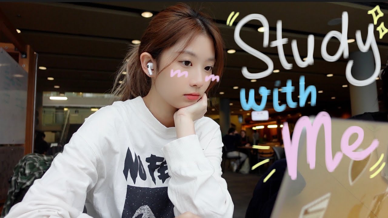 study with me 📓🧸🥯 (real-time vlog)