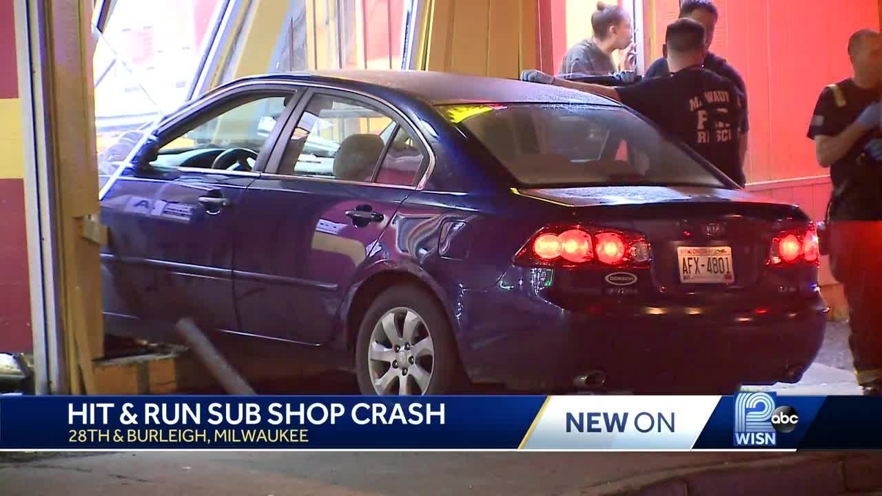 Crash sends car into sandwich shop - YouTube