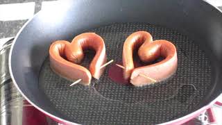 Cooking heartshaped hotdogs. #youtubers #subscribe