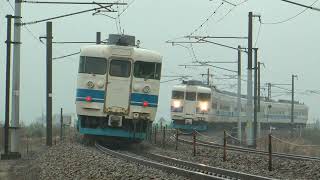 413系と475系すれ違い