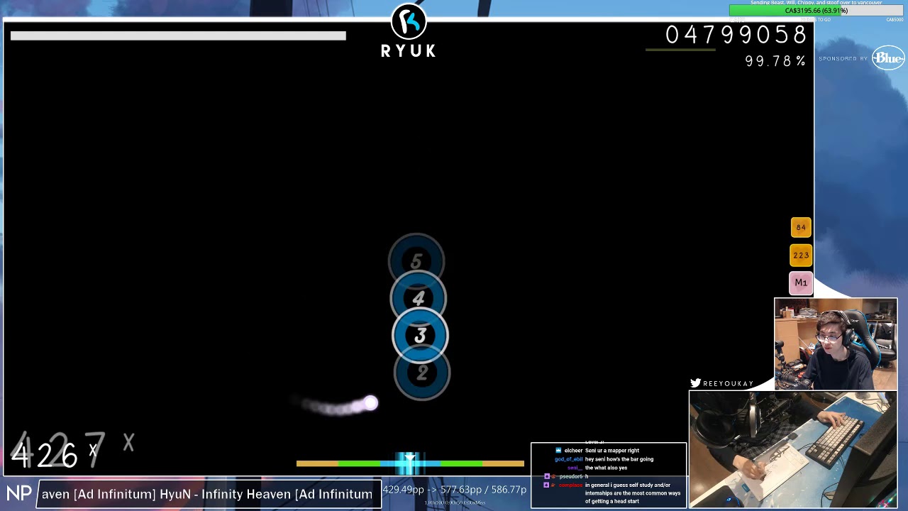 [Live] RyuK | HyuN - Infinity Heaven [Ad Infinitum] 1st +HDDT FC 99.25% {#1 559pp FC} - osu! umbrella lyrics