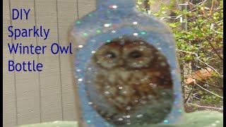 How to Decoupage Glass Winter Owl Bottle