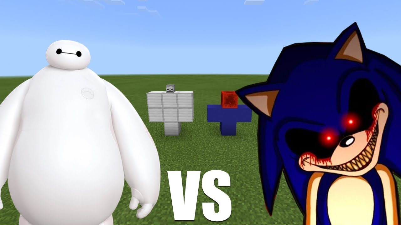 Baymax vs Sonic.exe in Minecraft PE - YouTube