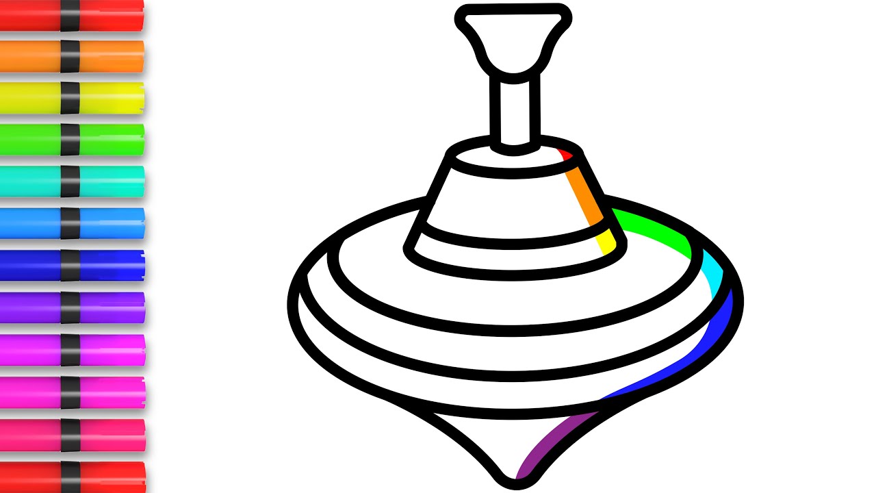 Spinning Top Drawing, Painting, and Coloring for Kids & Toddlers