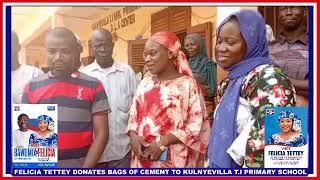 FELICIA TETTEY DONATES BAGS OF CEMENT TO KULNYEVILLA T.I PRIMARY SCHOOL.